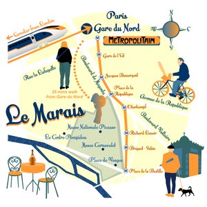 マレ地区、パリの地図