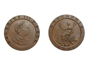 側転二ペンス、1797（ブロンズ）