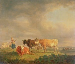 風景の中の牛の放牧、1820年頃（パネル）