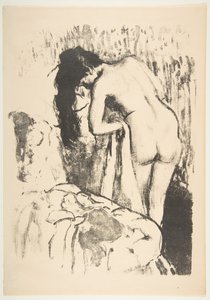 裸の女性が立って、体を乾かす、1891-92年。