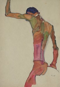 腕を上げる男性のヌード