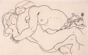 1918年、女性のヌードを受け入れる2人