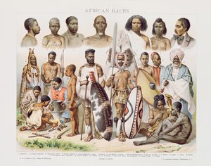 アフリカの種族（色の彫刻）