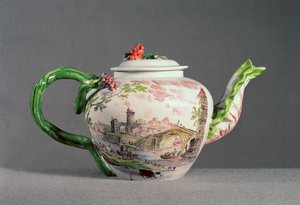 ロングトンホールティーポット、1755年頃（磁器）