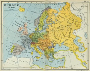 1910 年のヨーロッパの地図 (カラー リソ)