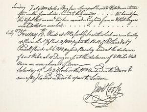 ジェームズクックの手書き、1771年7月