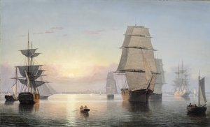 ボストンハーバー、日没、1850-55