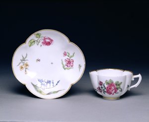 カップとソーサー、ヴァンセンヌ、1745-52年（磁器）