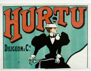 Hurtu自転車ポスター、上半分のみ、c.1899