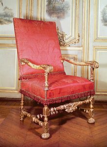 Louis XIIIアームチェア（ウッド＆ダマスク）