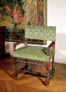 Louis XIIIアームチェア（ウッド＆ダマスク）