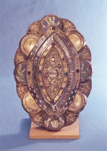 ポリローブ楕円形の聖遺物箱（エナメル＆銅）