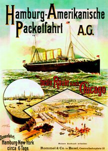 ハンブルクアメリカンラインの宣伝ポスター、1893