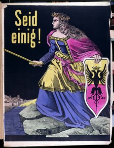 Seid Einig！、ドイツの愛国心が強いポスター、c.1870