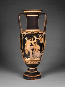 Paestan赤像式首アンフォラ、紀元前340年頃（テラコッタ）