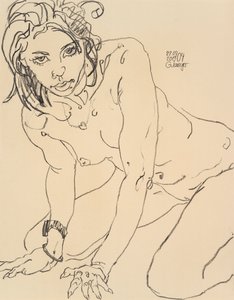 ヌードの女性、虹