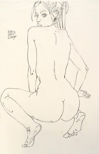 女性ヌード、広い海