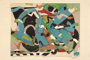 ピアノ、2018年（木版画）