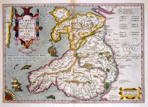 ウェールズの地図、出版されたc.1630（手描きの彫刻）