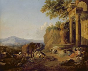 廃墟のある風景、1670年