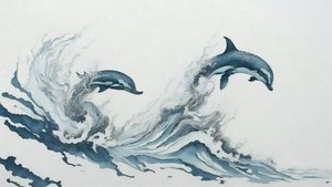 インク画イルカ_02