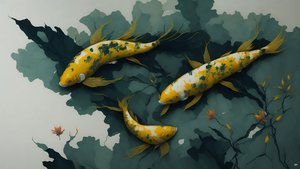 墨絵鯉・鯉魚_金_01