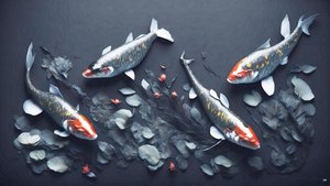 墨絵鯉・鯉魚_赤_01