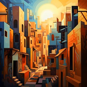 キュービズム様式の都市風景画 4