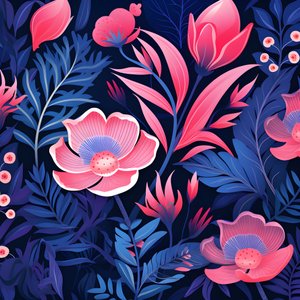 ピンクとブルーの花束 4