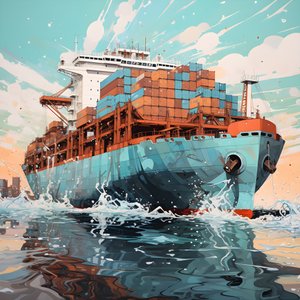 海に浮かぶ大きな船 4