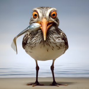 魚を抱く海水浴客 1