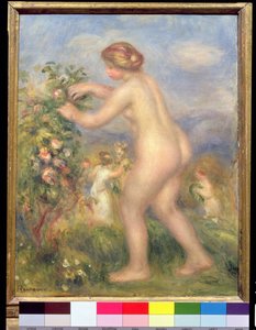 花を摘む女性のヌード