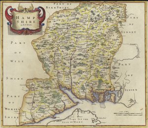 ハンプシャーの地図（カラー彫刻）