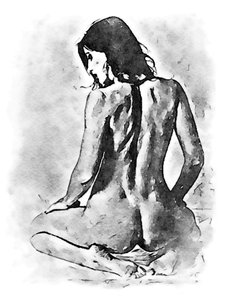 彼女の膝の上の美しい女性