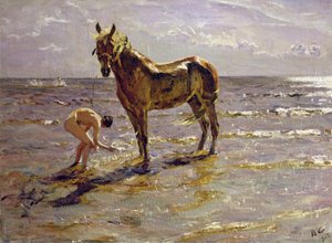 馬の水浴び、1905