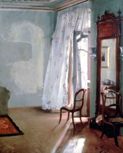 バルコニー付きの部屋、1845 作： Adolph Menzel