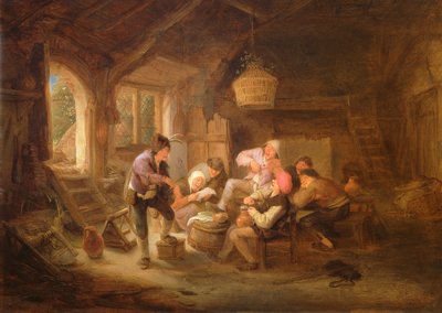 飲酒シーン（銅に油を塗る） 作： Adriaen Jansz. van Ostade