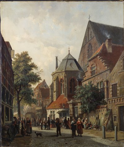 1867年のオランダのストリートシーン 作： Adrianus Eversen