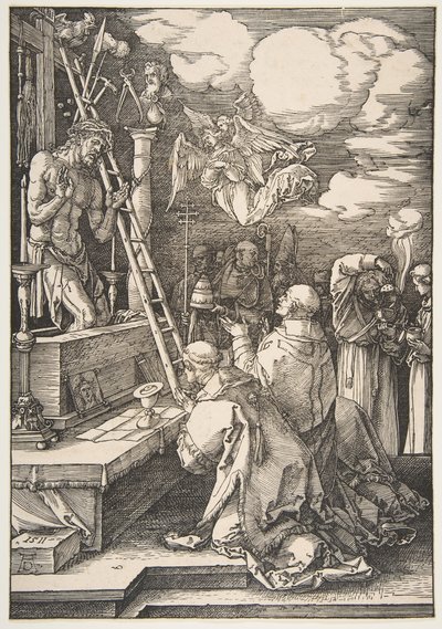 聖グレゴリーのミサ、1511年。 作： Albrecht Dürer