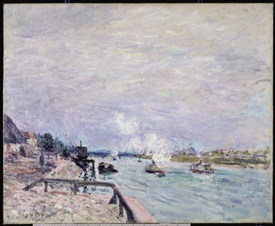 グルネルのセーヌ川、湿潤気象、1878年 作： Alfred Sisley