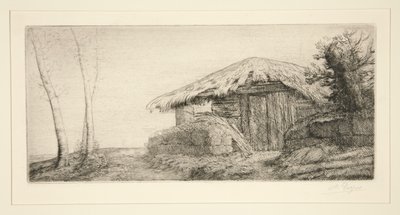 丘の中腹の羊小屋（羊飼い 作： Alphonse Legros