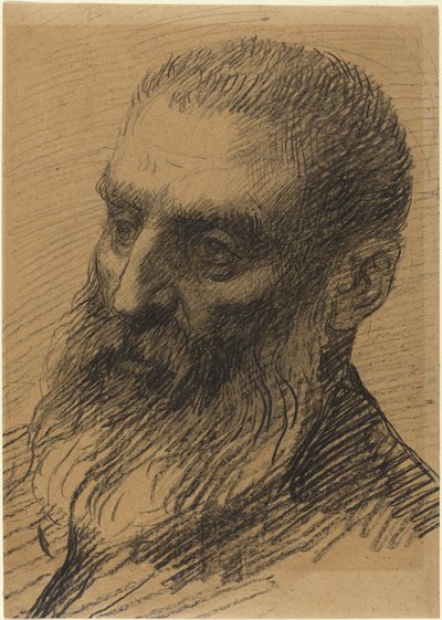 左向きの男の頭。 作： Alphonse Legros