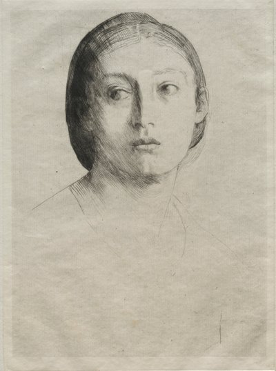 若い女の子の頭。 作： Alphonse Legros