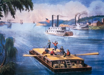 On the Mississippi, c.1866 (カラーリトグラフ) 作： American School