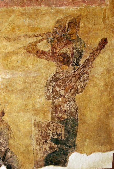 ミュージシャンとアクロバットの詳細 作： Ancient Russian frescos