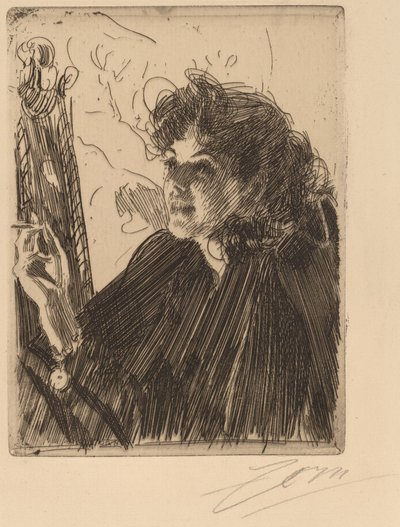 タバコを持つ少女、1891年。 作： Anders Leonard Zorn