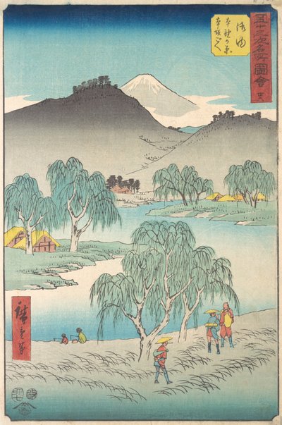 御油、 １８５５。、 １８５５。 作： Ando Hiroshige