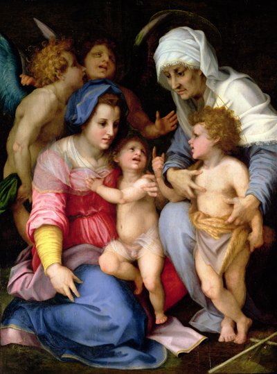 天使のいる聖家族、1515〜16年頃 作： Andrea del Sarto