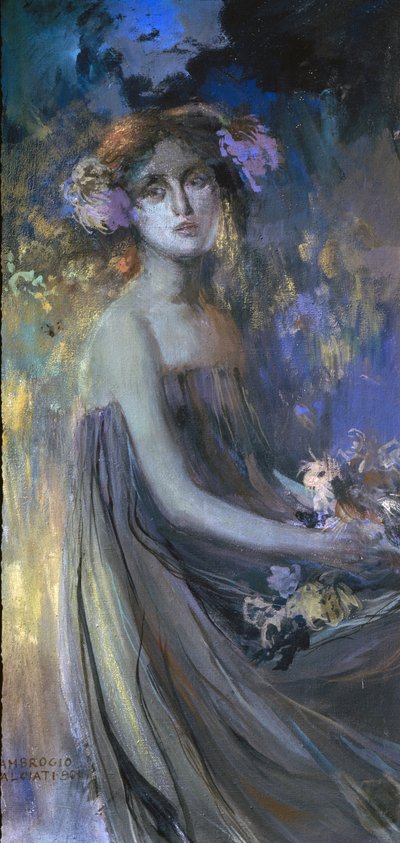 花を持つ女性 作： Antonio Ambrogio Alciati