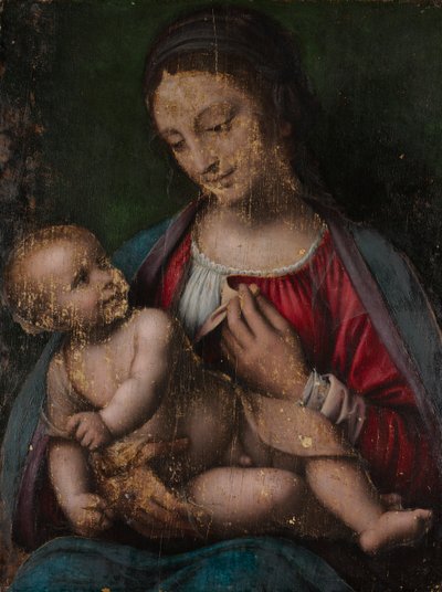 聖母子、16世紀。 作： Bernardino Luini